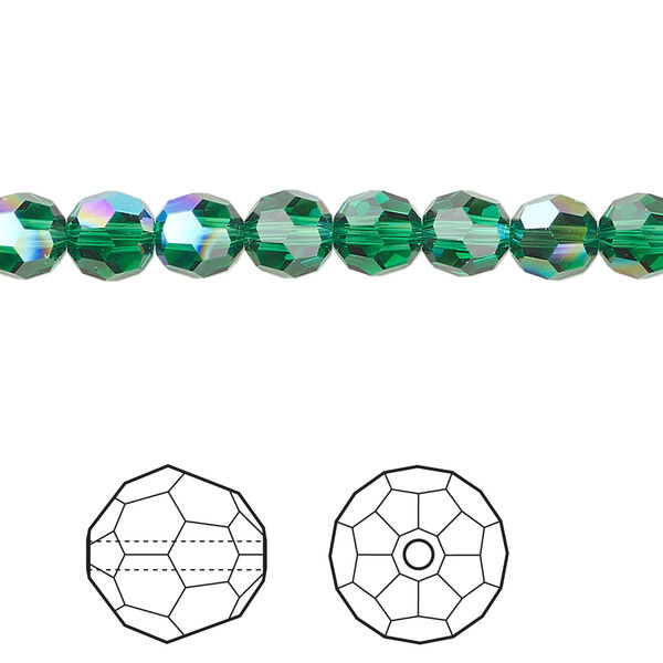 Bead 1pkg360 majestic green shimmer, Swarovski®, 6mm faceted round 5000 image number 0