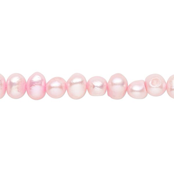 Pearl, cultured freshwater (dyed), dark blush, 5-6mm semi-round with 0.4-0.6mm hole, D grade, Mohs hardness 2-1/2 to 4. Sold per 15-1/2" to 16" strand. image number 0