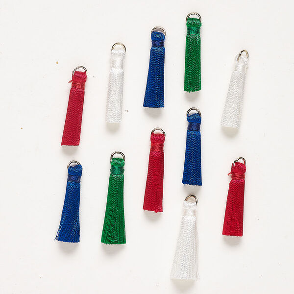 Cotton / steel 1pkg11, tassel mix mixed colors / gold-finished 1 inch image number 0