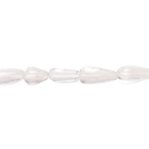 Quartz crystal 1pkg1, hand-cut teardrop bead natural, 13 inch 8x5mm-12x6mm