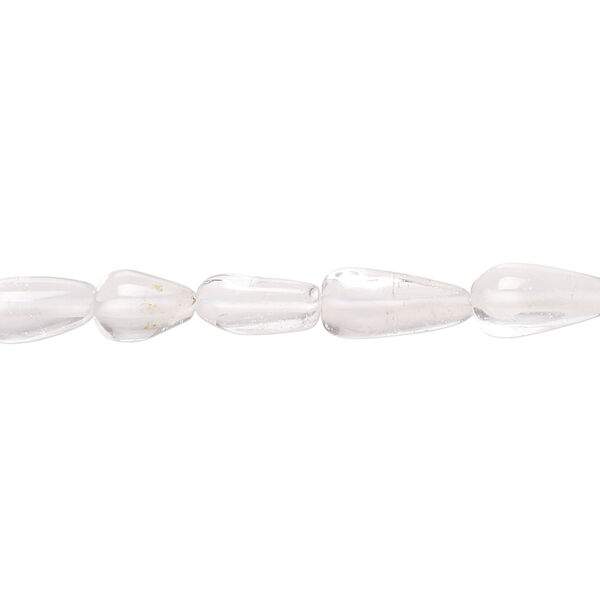 Quartz crystal 1pkg1, hand-cut teardrop bead natural, 13 inch 8x5mm-12x6mm image number 0