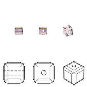 Bead 288pk dark rose, Swarovski® 4mm cube 5601