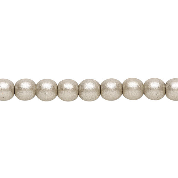 Bead, Czech glass druk, opaque satin pewter, 6mm round. Sold per 15-1/2" to 16" strand. image number 0