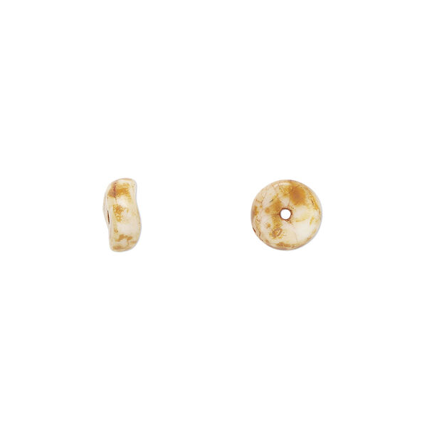 Bead, Czech pressed glass, tortoise granite, 7x3mm rondelle. Sold per 15" to 16" strand. image number 0