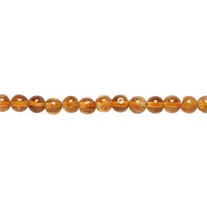 Citrine 1pkg1, hand-cut round bead 15.5-16 inch 4mm