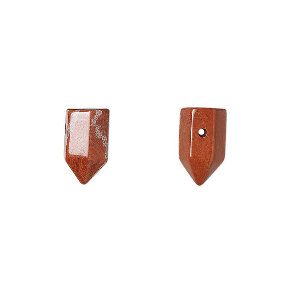 Bead, red jasper (natural), 11x5mm-13x6mm hand-cut top-drilled point, B grade, Mohs hardness 6-1/2 to 7. Sold per pkg of 2. image number 0