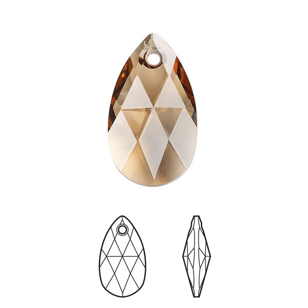 Drop 1pkg1 light smoked topaz, Crystal Passions® Regenerated 22mm pendant pear 6106 image number 0