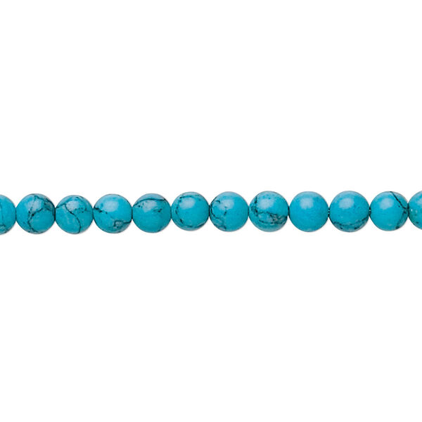 Bead, "turquoise" (resin) (imitation), 4mm round. Sold per 15-1/2" to 16" strand. image number 0