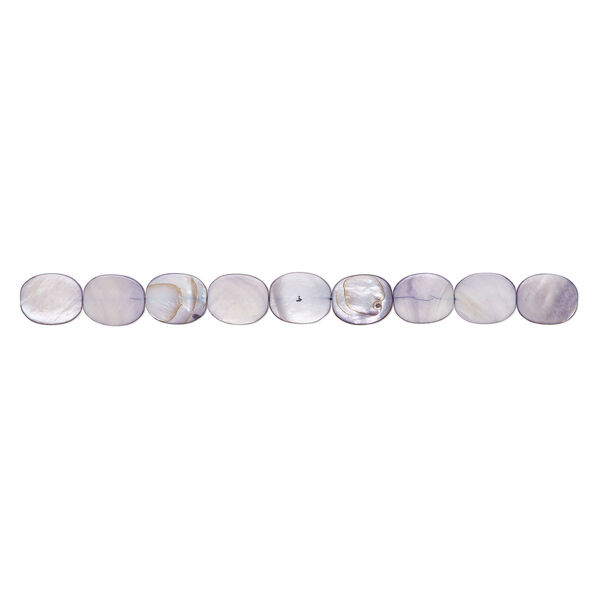 Mother-of-pearl shell 1pkg1, flat oval bead 15 inch light purple 23x19mm-24x19mm image number 1