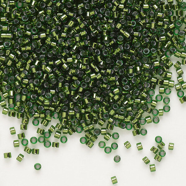 Seed bead, Delica®, glass, pkg/7.5g, #11 round, transparent copper-lined jade (DB-0182). image number 0