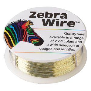Wire, Zebra Wire™, brass, round, 28 gauge. Sold per 1/4-pound spool, approximately 164 yards.