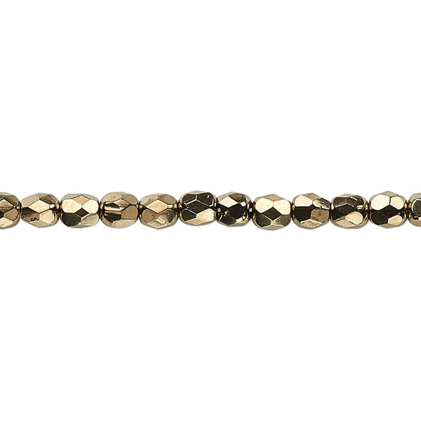 Bead, Czech fire-polished glass, opaque light bronze, 4mm faceted round. Sold per 15-1/2" to 16" strand, approximately 100 beads. image number 0