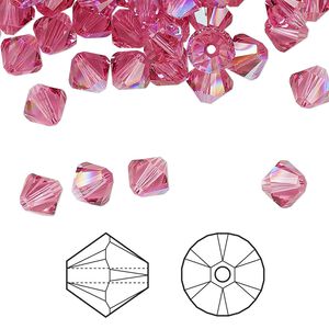 Bead 360pk rose shimmer, Swarovski® 6mm XILION bicone 5328