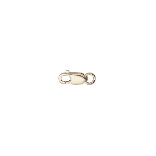 Clasp, lobster claw, 14Kt gold-filled, 8x3mm with 3mm jump ring. Sold per pkg of 5. image number 0