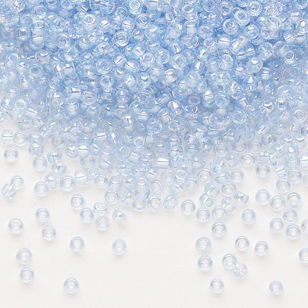 Seed bead, Dyna-Mites™, glass, pkg/1/2kg, #11 round, translucent rainbow light blue, (12R 11/0 RR). image number 0