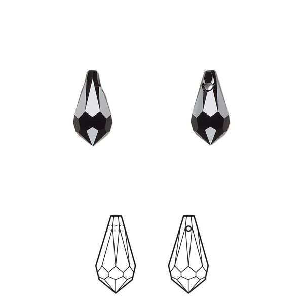 Drop 24pk jet, Crystal Passions® 11x5.5mm pendant teardrop 6000 image number 0