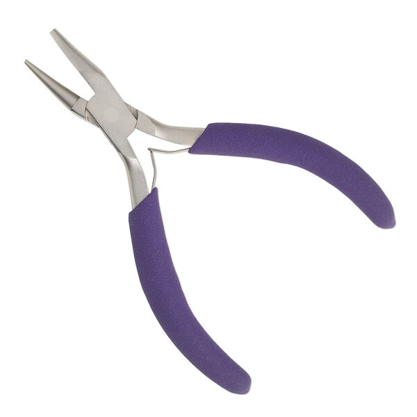 Pliers, round nose and concave, foam and nickel-plated high carbon steel with satin finish, purple, 5 inches. Sold individually. image number 0