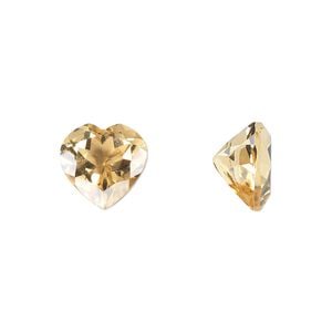 Citrine 1pkg1, hand-cut faceted heart gem 10mm