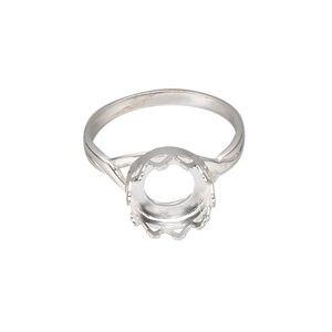 Ring, sterling silver, 11.5mm wide with 10mm round cabochon bezel setting, size 9. Sold individually.