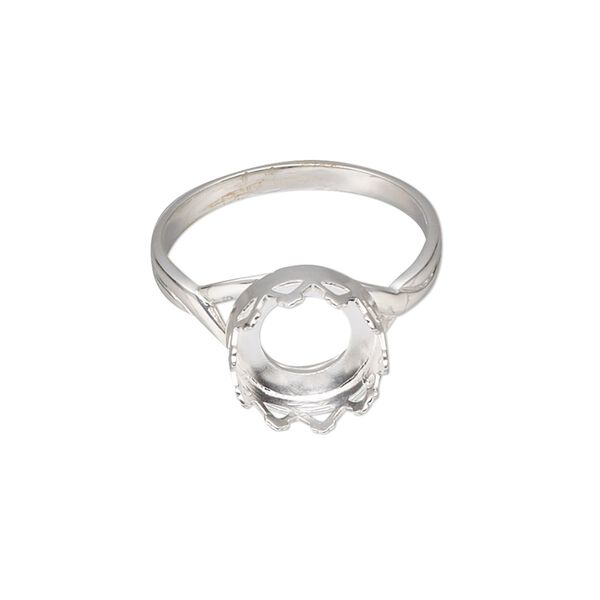 Ring, sterling silver, 11.5mm wide with 10mm round cabochon bezel setting, size 9. Sold individually. image number 0