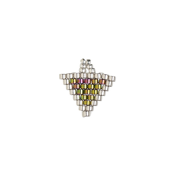 Drop, Creative Touch, glass, silver and iris green, 12mm double-sided triangle. Sold individually. image number 0