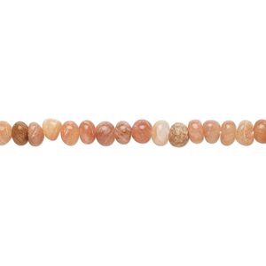 Peach feldspar 1pkg1, hand-cut rondelle bead natural 14 inch 4x2mm-5x3mm