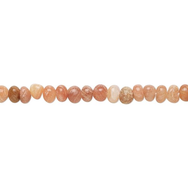 Peach feldspar 1pkg1, hand-cut rondelle bead natural 14 inch 4x2mm-5x3mm image number 0