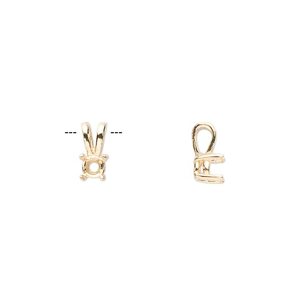 Pendant, Sure-Set™, 14Kt gold, 4mm with 4-prong round basket setting. Sold individually. image number 0