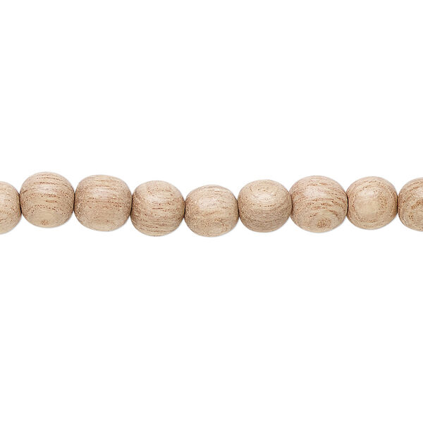 Bead, corkwood tree wood (waxed), 5-6mm hand-cut round. Sold per pkg of (2) 15-1/2 to 16-inch strands. image number 0