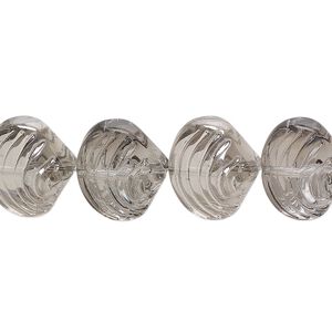 Bead, glass, translucent grey, 14x12mm clamshell. Sold per 15-1/2" to 16" strand.