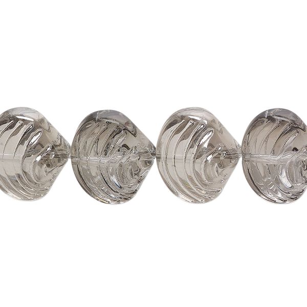 Bead, glass, translucent grey, 14x12mm clamshell. Sold per 15-1/2" to 16" strand. image number 0