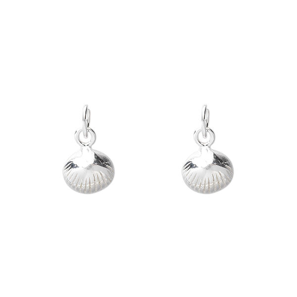Charm, sterling silver, 7mm shell. Sold per pkg of 2. image number 0