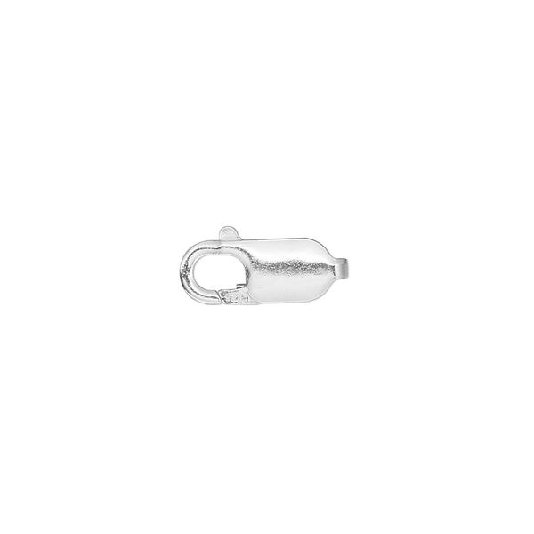 Clasp, lobster claw, sterling silver and steel, 14x5.5mm. Sold per pkg of 10. image number 0