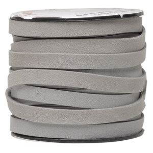 Cord, faux suede, lavender-grey, 10mm flat. Sold per 25-yard spool.