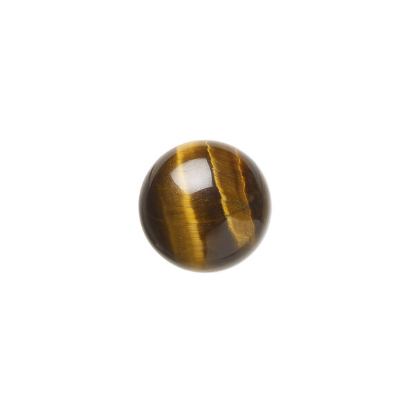 Cabochon, tigereye (natural), 12mm calibrated round, B grade, Mohs hardness 7. Sold per pkg of 6. image number 0