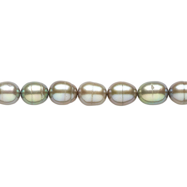 Pearl 1pkg1 cultured freshwater, 6mm rice C grade, 15 inch dyed moss image number 0