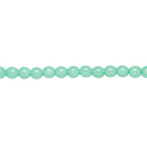 Bead, Czech dipped décor glass druk, opaque light turquoise blue, 4mm round. Sold per 15-1/2" to 16" strand.