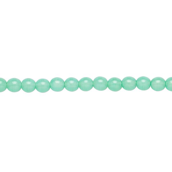 Bead, Czech dipped décor glass druk, opaque light turquoise blue, 4mm round. Sold per 15-1/2" to 16" strand. image number 0
