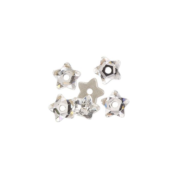 Bead 2pk crystal foil back, Crystal Passions® 7mm star flower 3754 image number 0