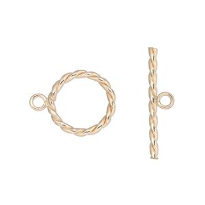 Clasp toggle 1pkg1 12Kt gold-filled, 14mm round, JBB Findings 1-strand