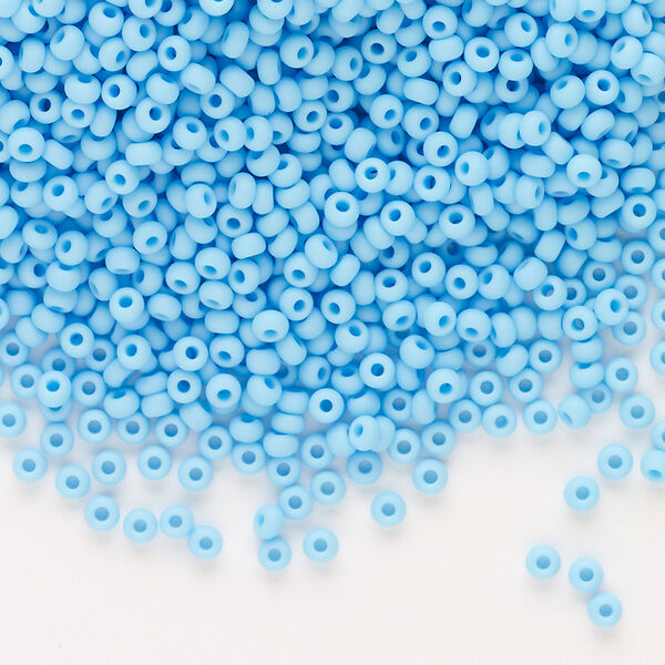 Seed bead, Preciosa Ornela, Czech glass, pkg/50g, opaque matte sky blue, #10 rocaille. image number 0