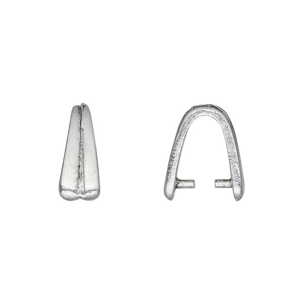 Bail, ice-pick, antique silver-plated pewter (tin-based alloy), 14x6mm with 9mm grip length. Sold individually. image number 0