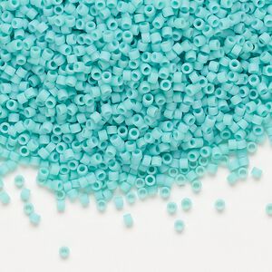Seed bead, Delica®, glass, pkg/7.5g, #11 round, opaque matte sea opal (DB-1586).