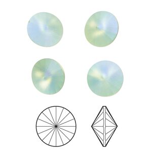 Chaton 4pk peridot frost foil back, Crystal Passions® 10.54-10.91mm rivoli SS47 1122