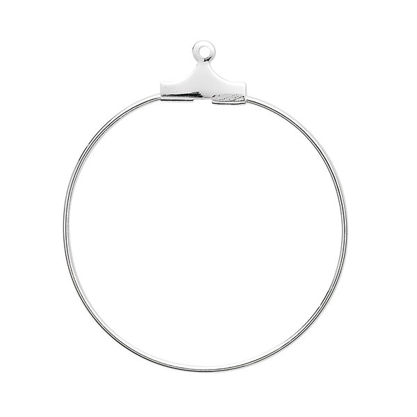 Beading hoop, silver-plated brass, 30mm round. Sold per pkg of 100. image number 0