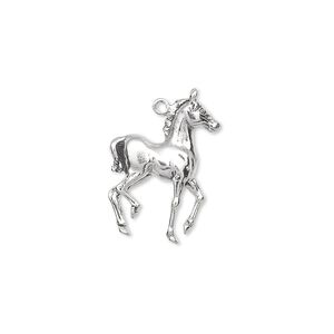 Charm, sterling silver, 20x14mm single-sided colt. Sold individually.