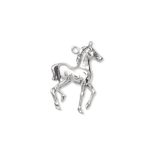 Charm, sterling silver, 20x14mm single-sided colt. Sold individually. image number 0
