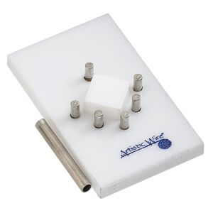 Jig, Artistic Wire® Findings Forms™, Beadalon®, diamond connector, acrylic / steel / stainless steel, white and blue, 2 x 1-1/4 inch rectangle. Sold per 2-piece set.