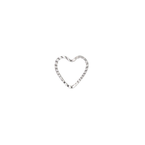 Component, silver-plated brass, 10.5x10mm single-sided diamond-cut open heart, 1mm thick. Sold per pkg of 100. image number 0