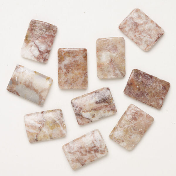 Pink marble 1pkg10, puffed rectangle bead, 30x21mm-32x22mm image number 0